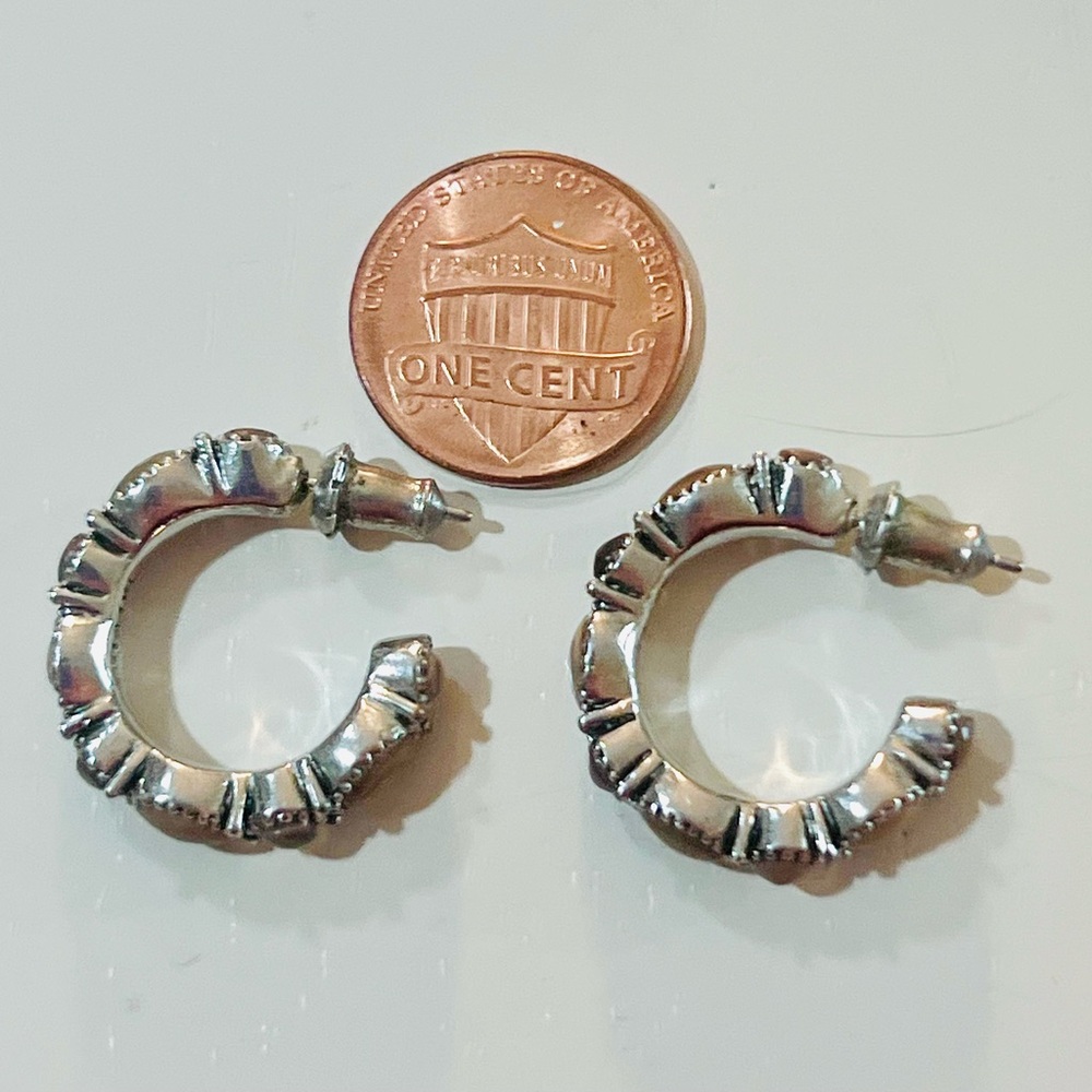 Elegant Silver and Brown Hoop Earrings - Picture 4 of 5
